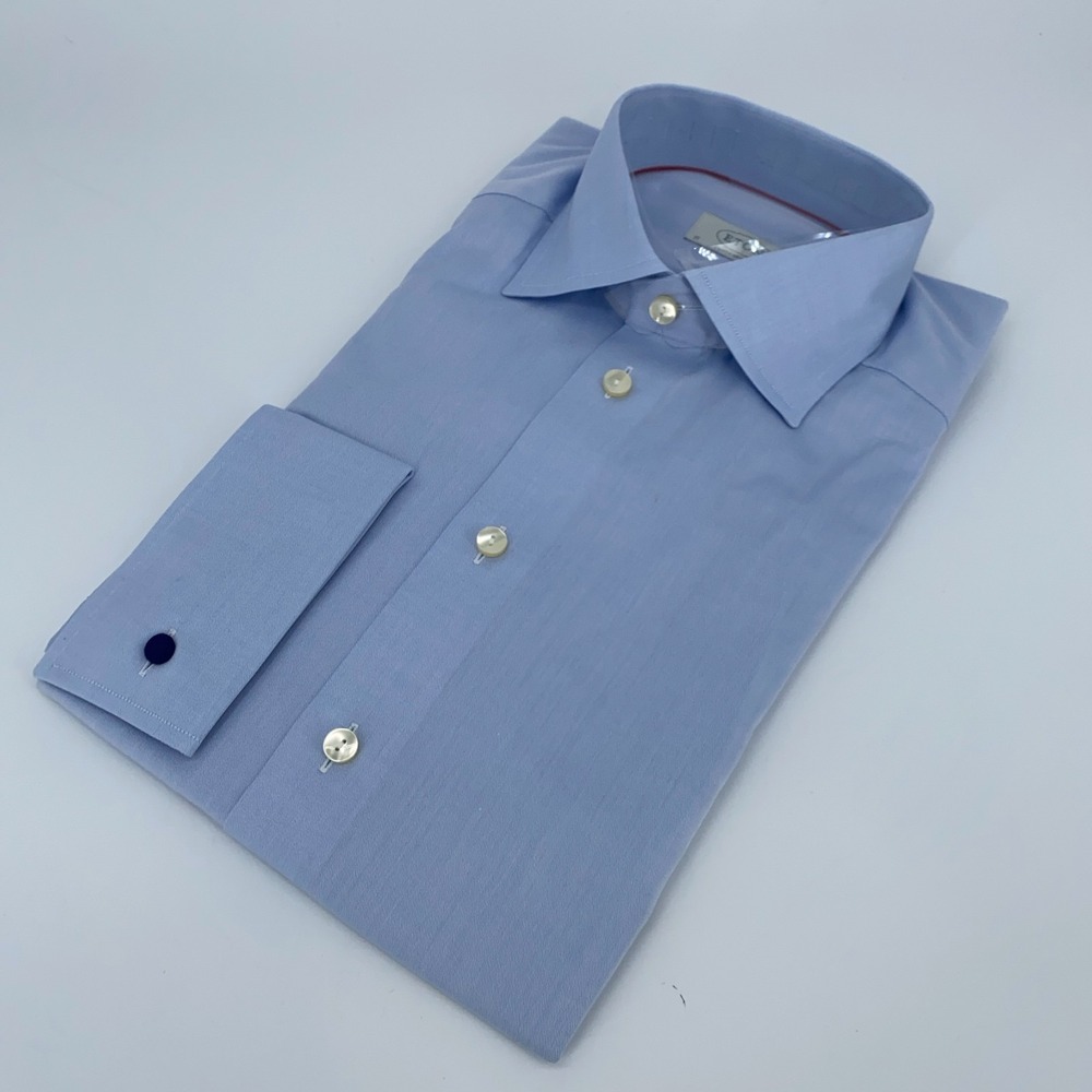 Eton Dress Shirt Mens S 14 1/2 - 37 Blue Solid Formal Contemporary Fit Button Up
